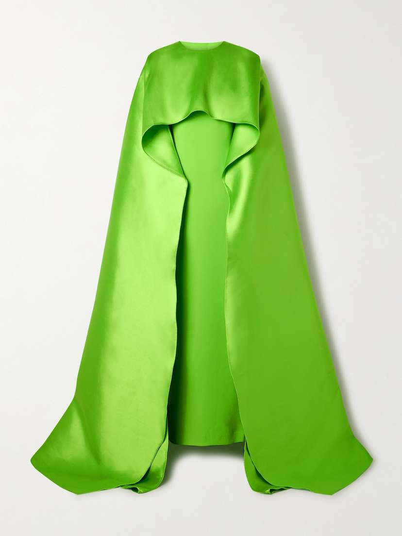 Solace London Leni Cape-effect Crepe And Faille Gown