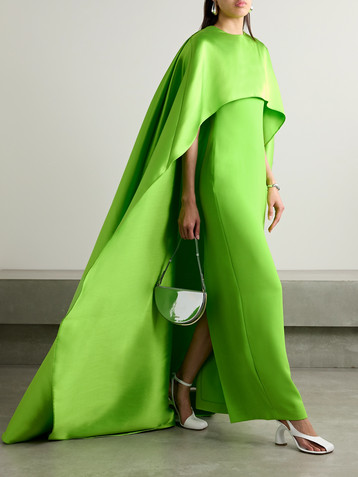 Solace London Leni cape-effect crepe and faille gown