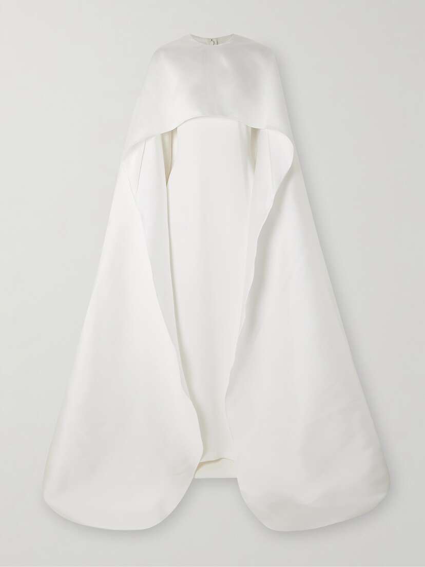 Solace London Leni Cape-effect Crepe And Faille Gown