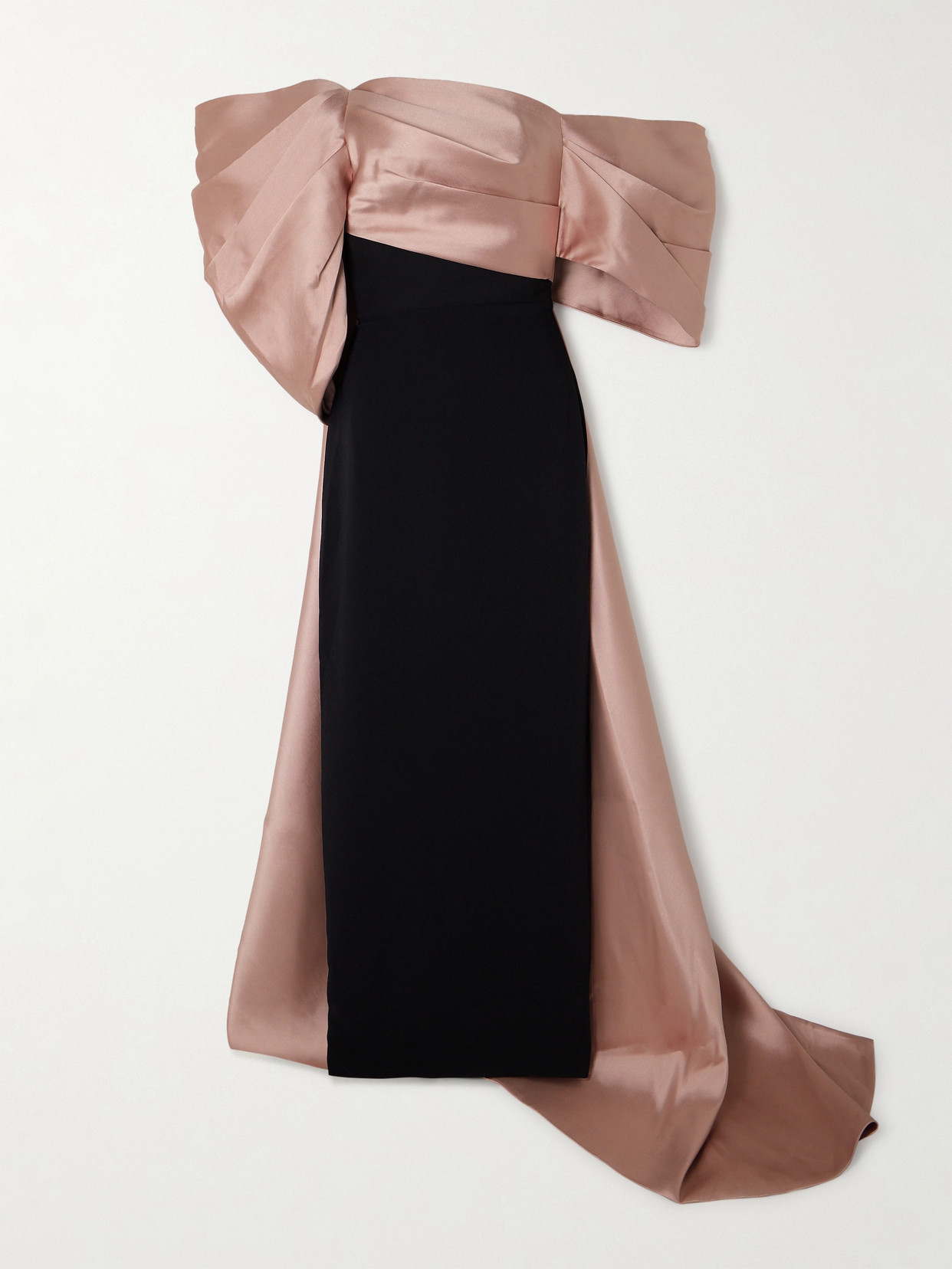 Solace London Raye Off-the-shoulder Draped Crepe And Satin-twill Gown In Pink