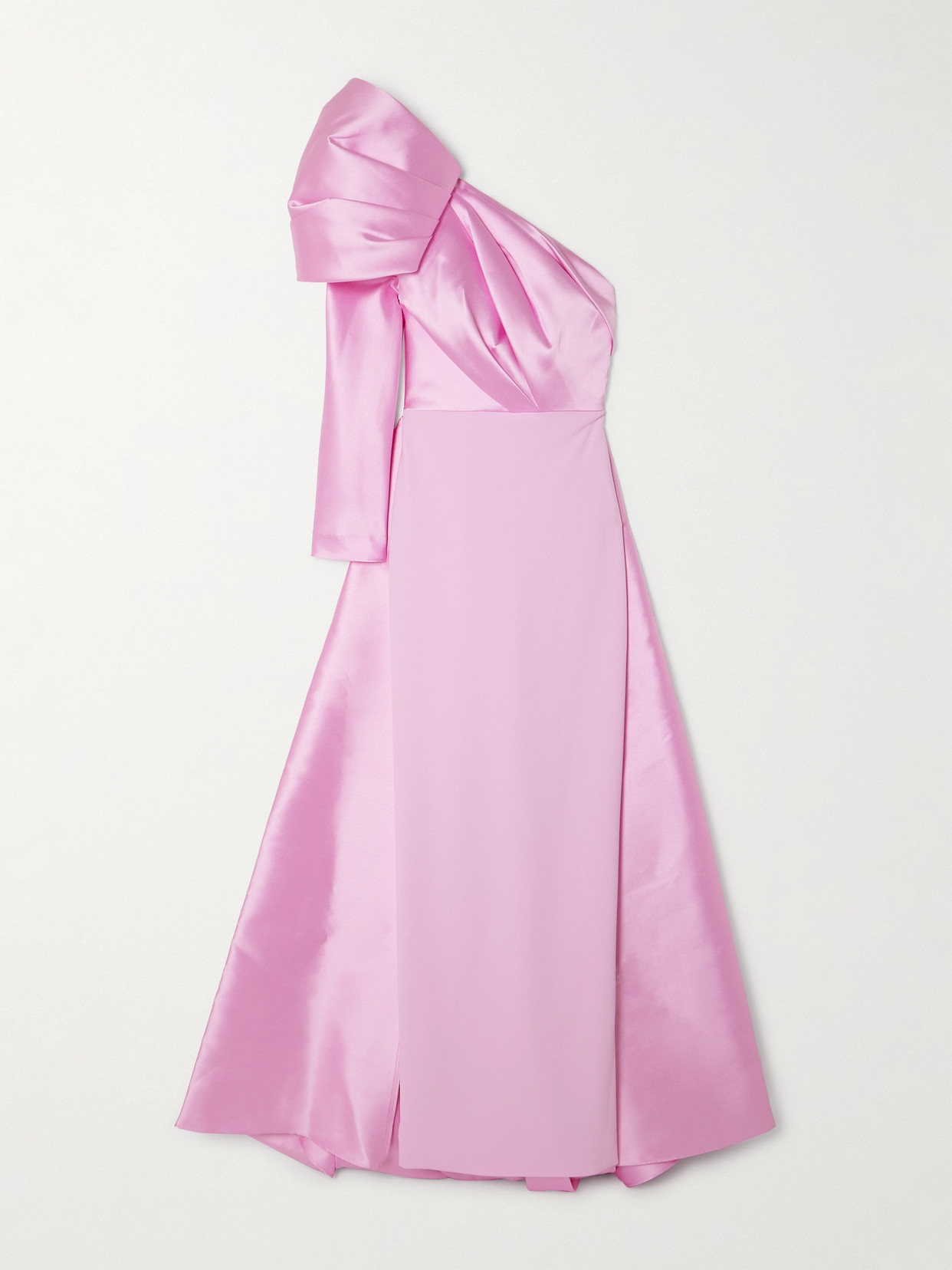 Solace London Malia One-shoulder Crepe And Satin-twill Gown In Pink