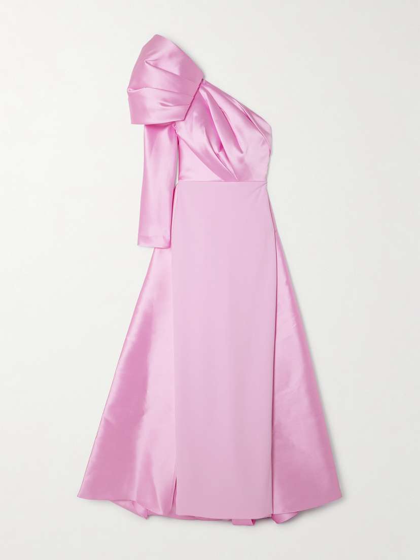 Solace London Malia One-shoulder Crepe And Satin-twill Gown