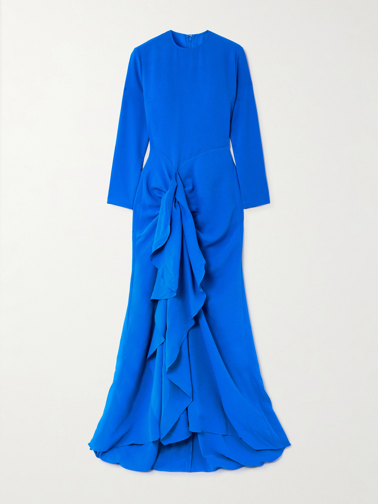 Solace London Nia Ruffled Crepe Gown In Blue