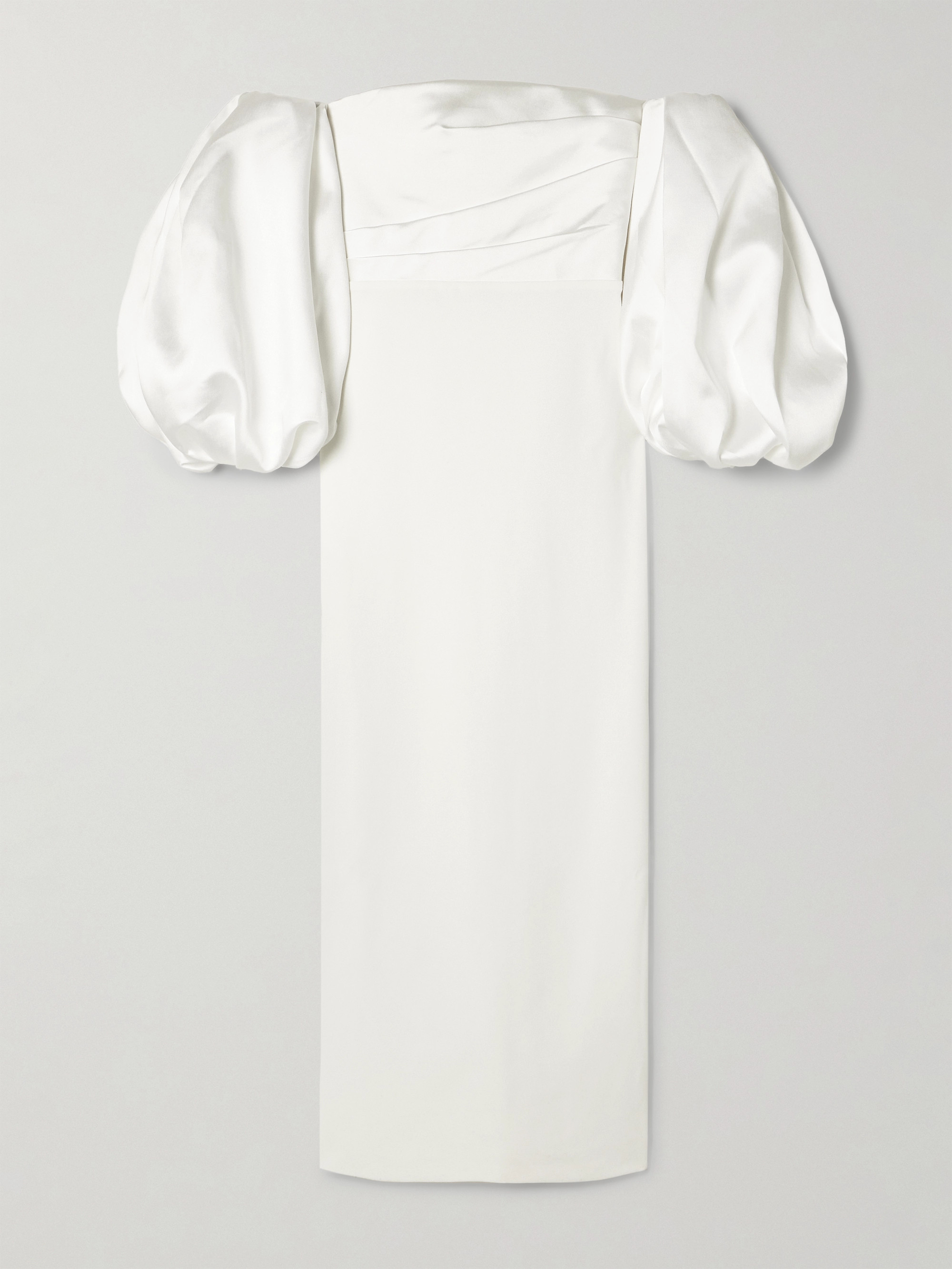 Solace London Carmen off-the-shoulder satin-twill and crepe gown thumbnail