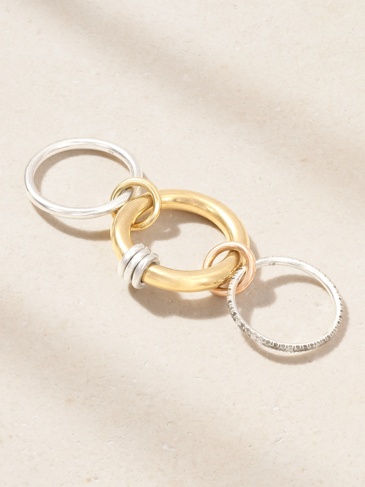 Spinelli Kilcollin Gemini Mx 18-karat Yellow And Rose Gold, Sterling Silver And Diamond Ring In Gold