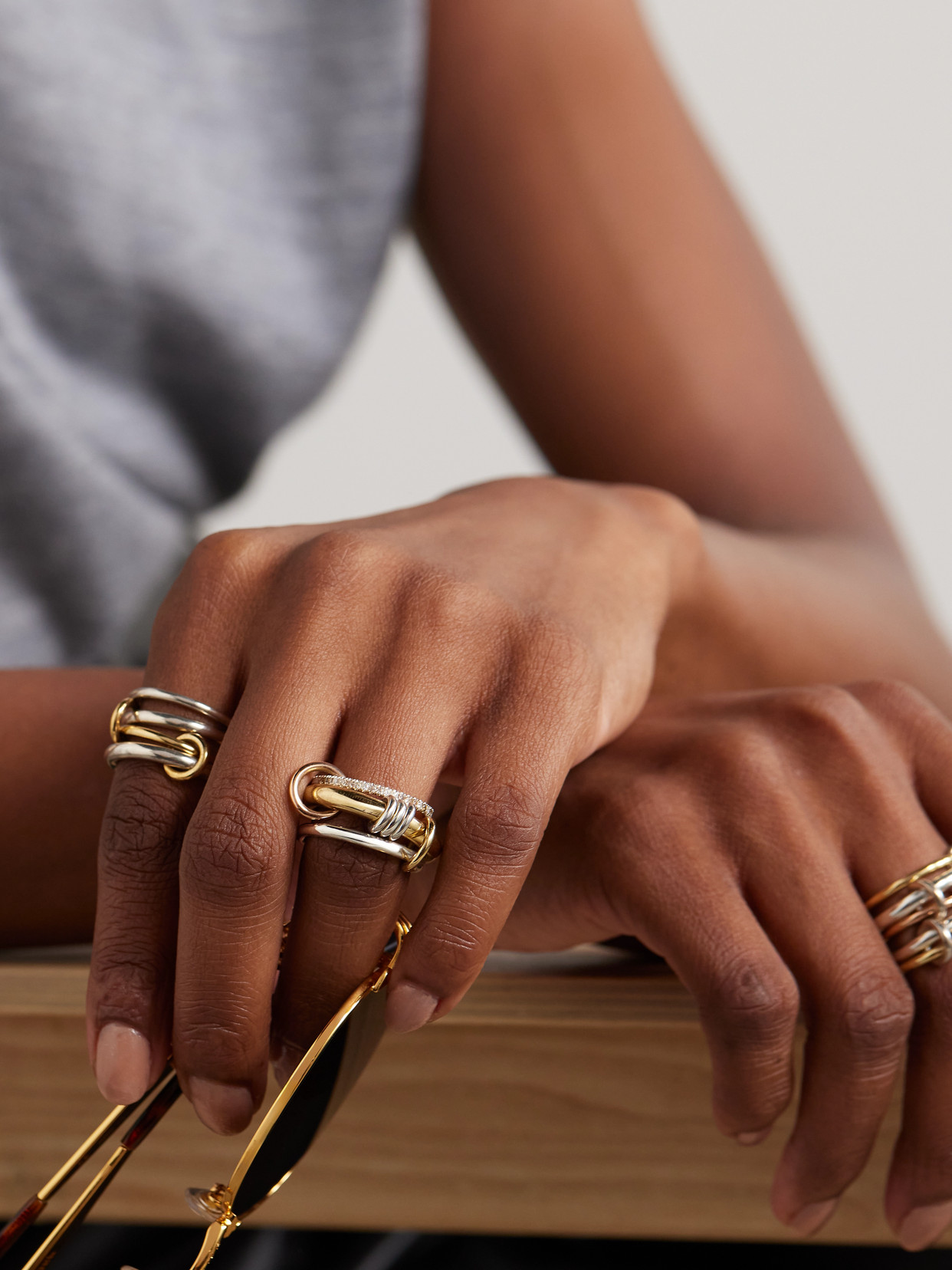 Spinelli Kilcollin Gemini Mx 18-karat Yellow And Rose Gold, Sterling Silver And Diamond Ring In Gold