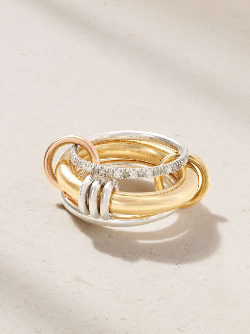 Spinelli Kilcollin Gemini Mx 18-karat Yellow And Rose Gold, Sterling Silver And Diamond Ring