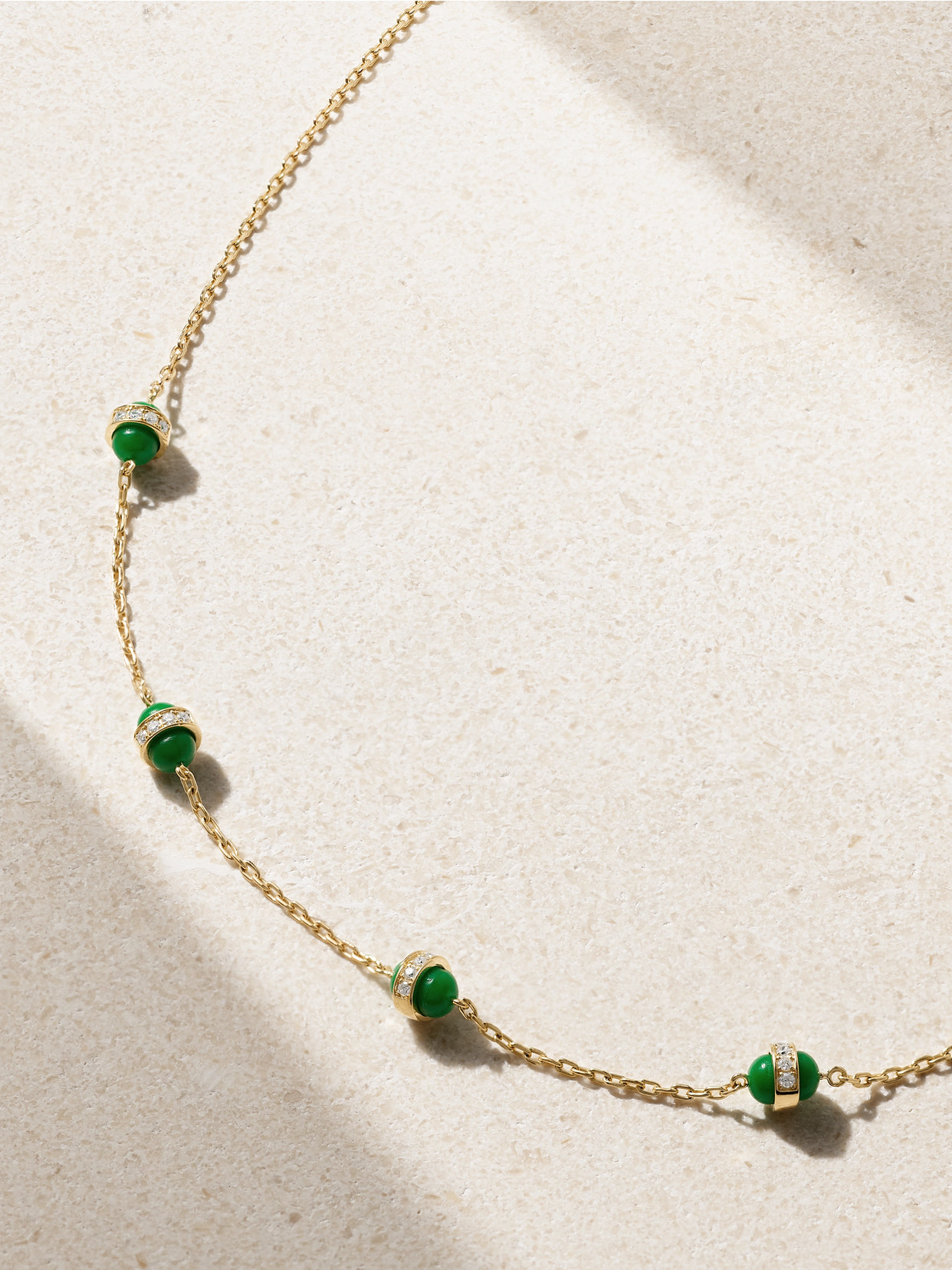 L'atelier Nawbar Atoms The 5 Dots 18-karat Gold, Enamel And Diamond Necklace In Green