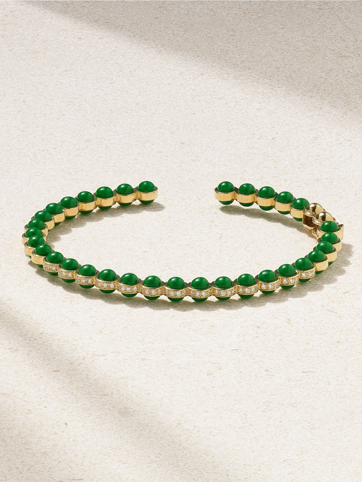 L'atelier Nawbar The Chlorine 18-karat Gold, Enamel And Diamond Bracelet In Green