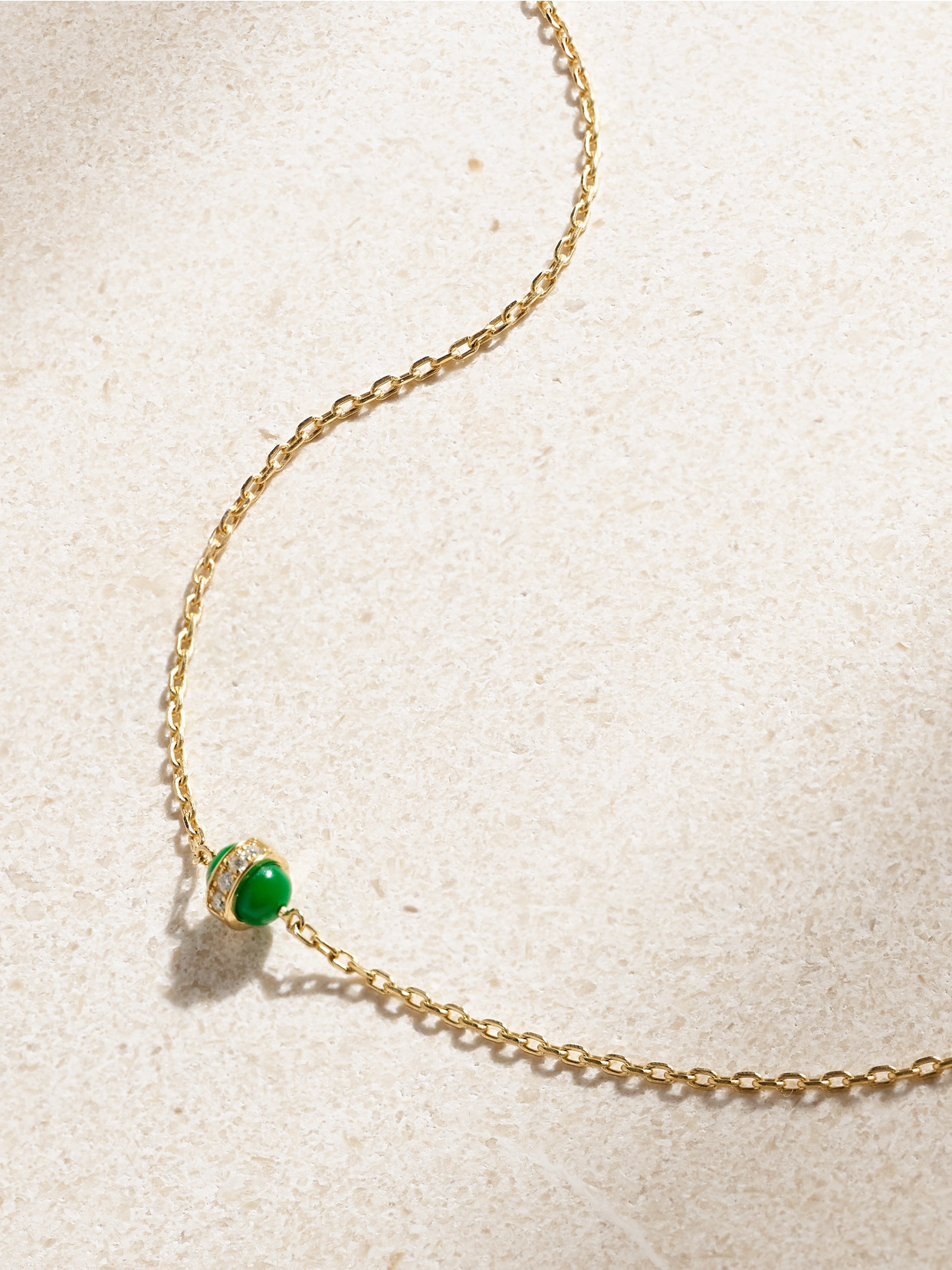 L'atelier Nawbar The Chlorine 18-karat Gold, Enamel And Diamond Necklace In Green