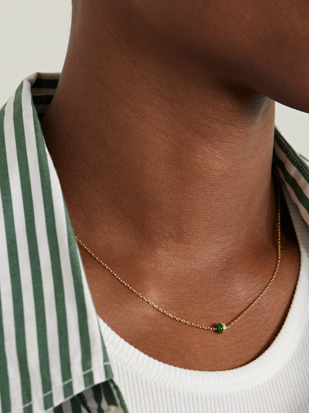 L'atelier Nawbar The Chlorine 18-karat Gold, Enamel And Diamond Necklace In Green