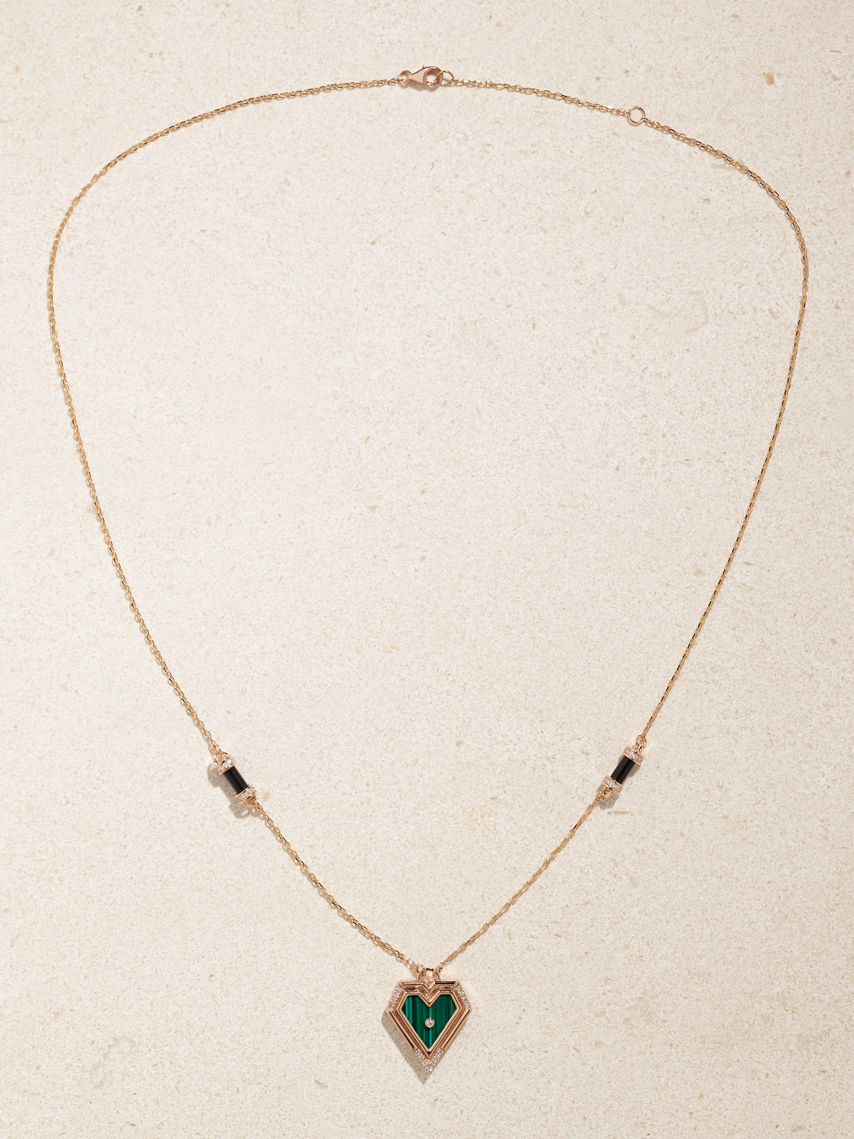 L'atelier Nawbar Super Heart 18-karat Rose Gold Multi-stone Necklace In Green