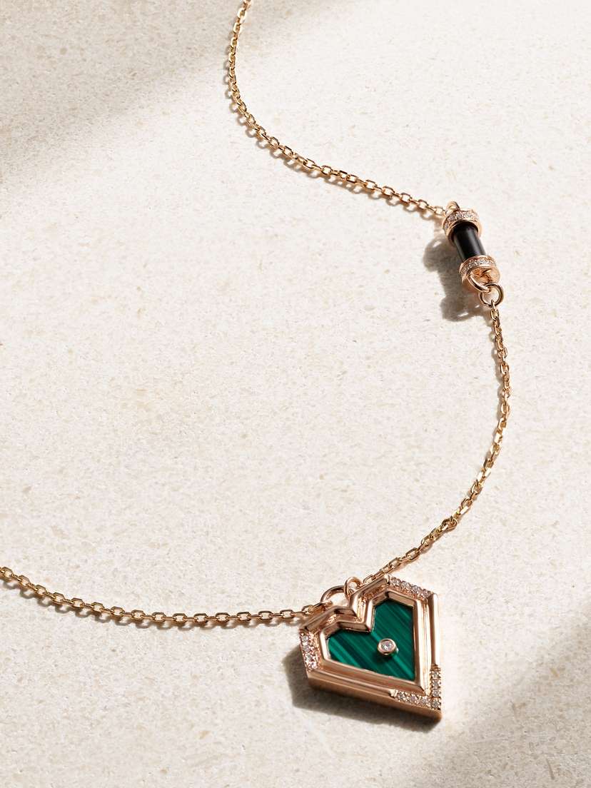 L’Atelier Nawbar Super Heart 18-karat Rose Gold Multi-stone Necklace