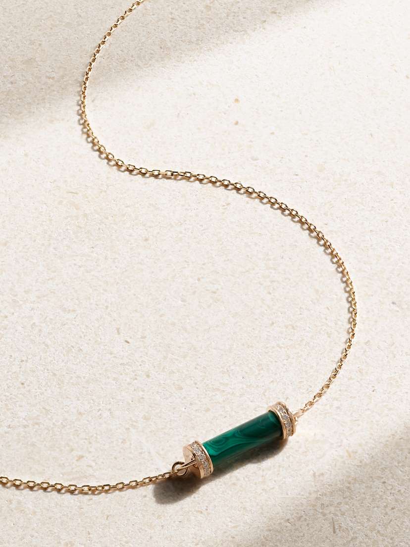 L’Atelier Nawbar Pillar 18-karat Rose Gold, Malachite And Diamond Choker