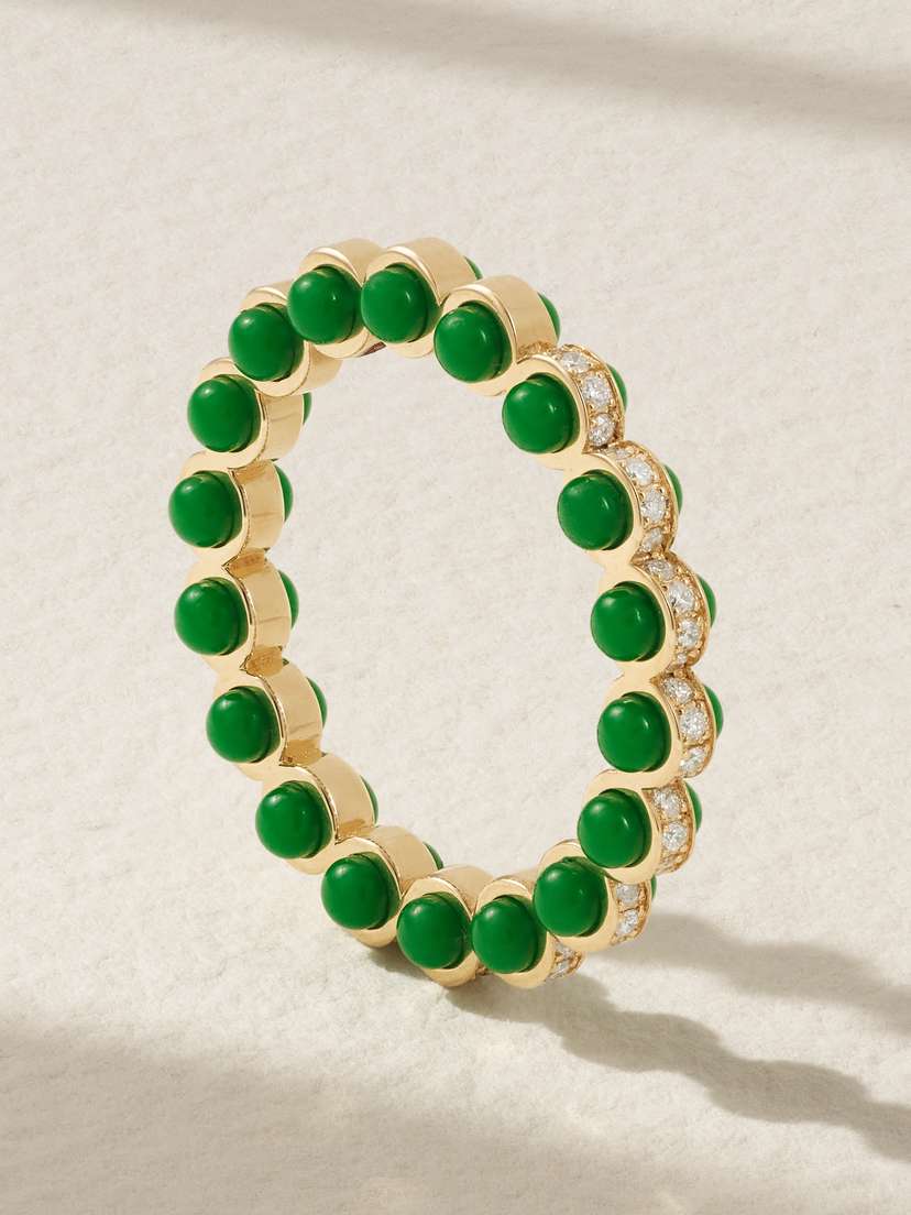 L’Atelier Nawbar Atoms 18-karat Gold Diamond And Enamel Ring