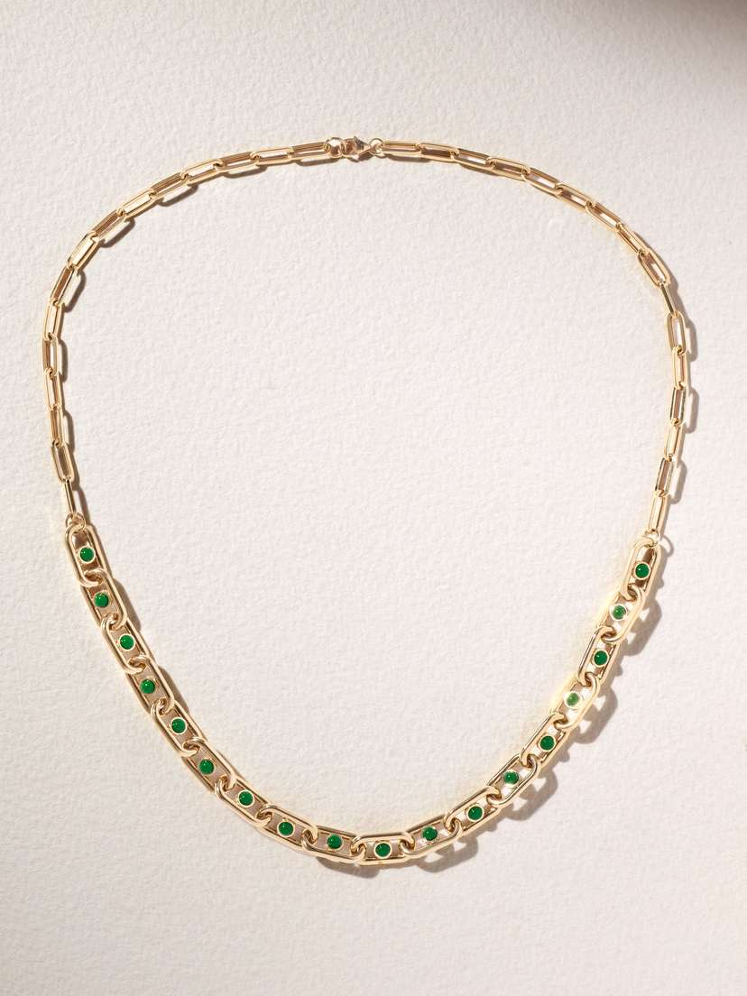 L’Atelier Nawbar Atom 18-karat Gold And Enamel Necklace