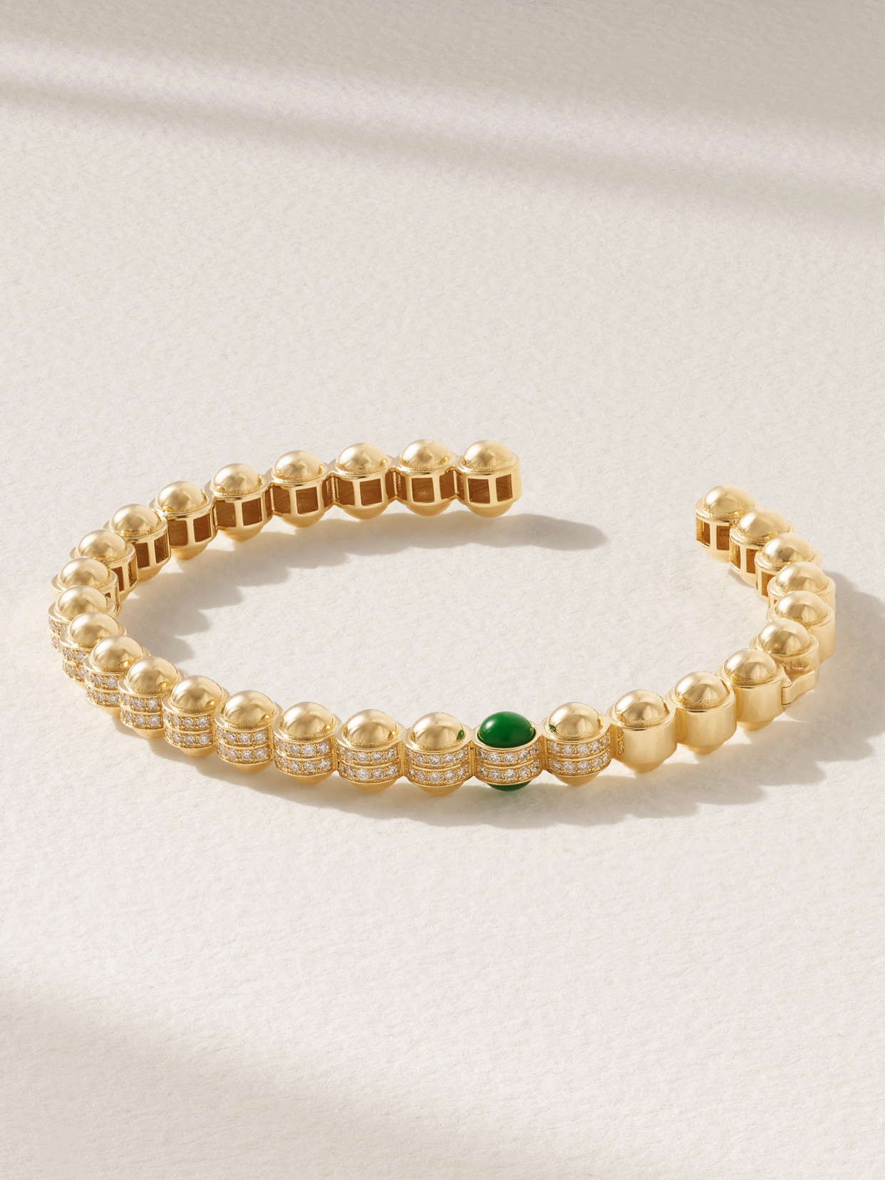 L'Atelier Nawbar - Atoms 18-karat Gold, Diamond And Enamel Bangle - Green