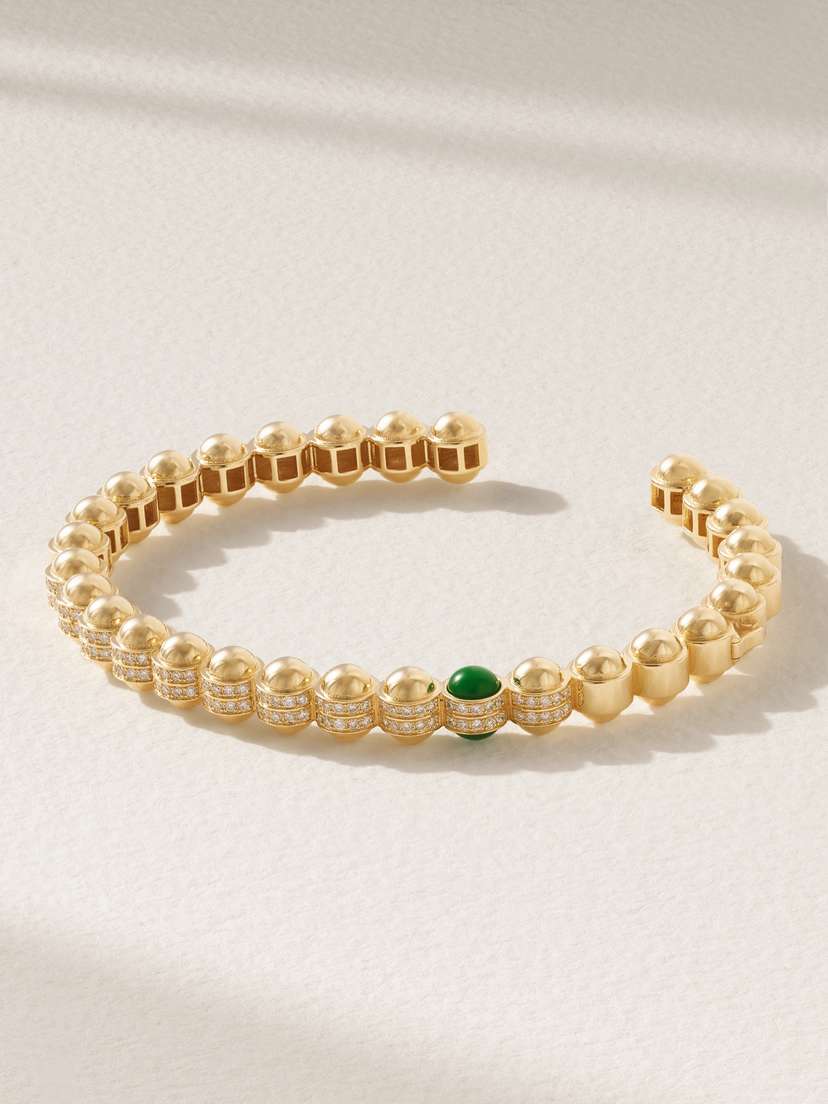 L’Atelier Nawbar Atoms 18-karat Gold, Diamond And Enamel Bangle