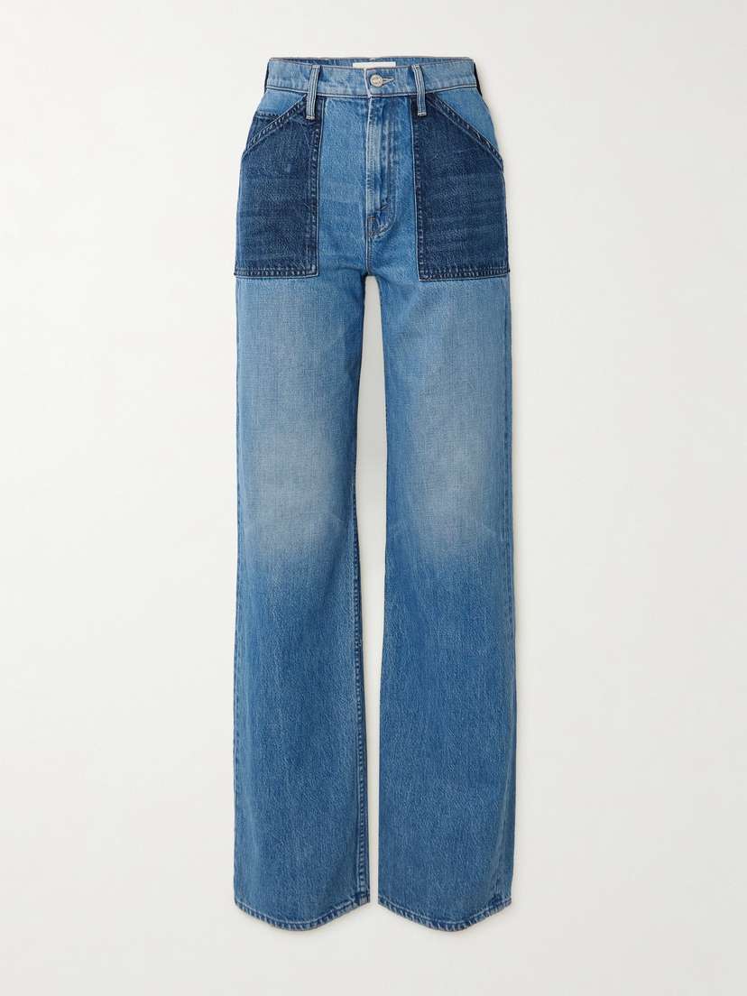 Mother + Net Sustain The Patch Maven Heel Two-tone High-rise Straight-leg Jeans
