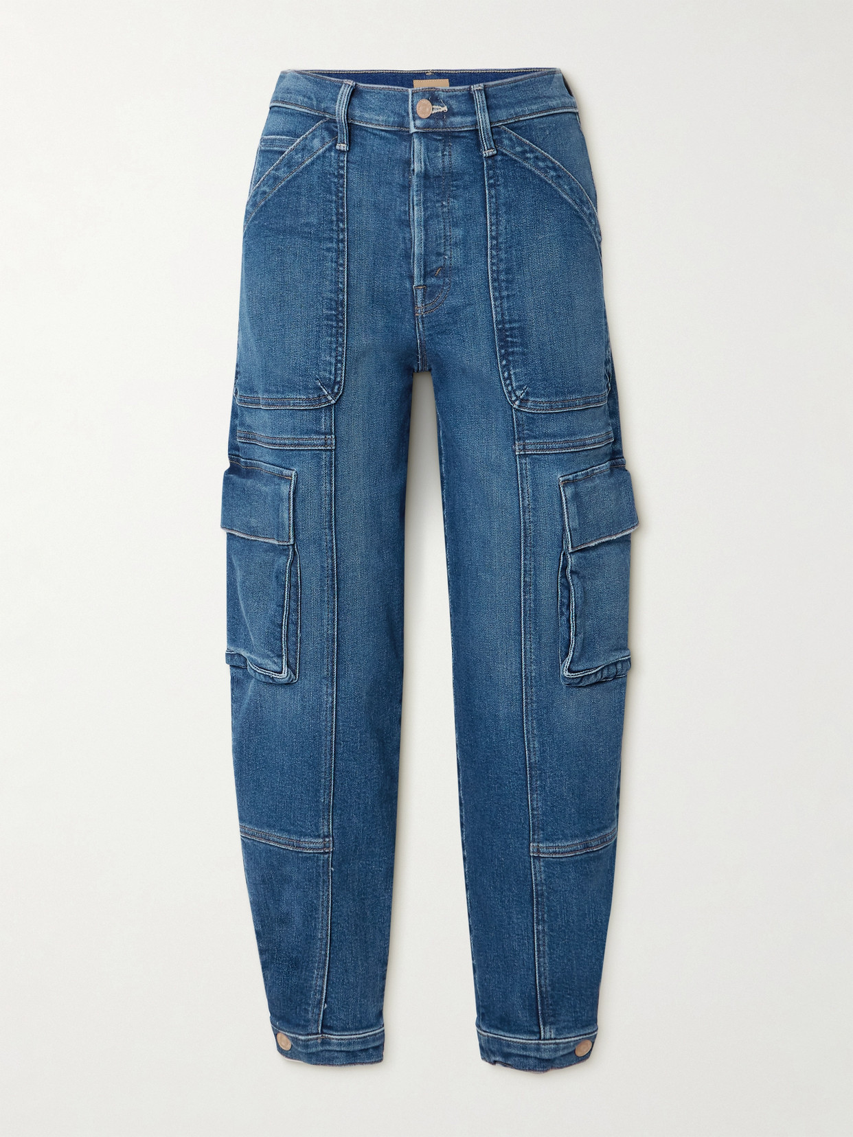 Mother + Net Sustain The Curbside Cargo Flood High-rise Tapered Jeans In Blue