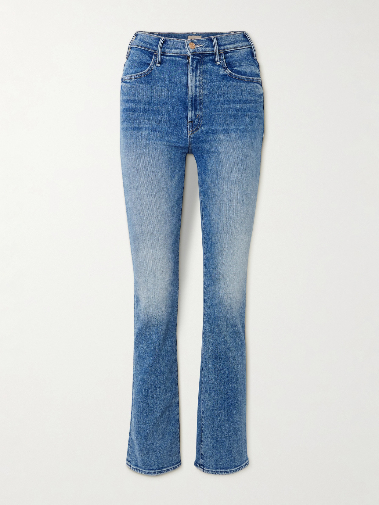 Shop Mother + Net Sustain The Hustler Sneak High-rise Slim Jeans In Blue