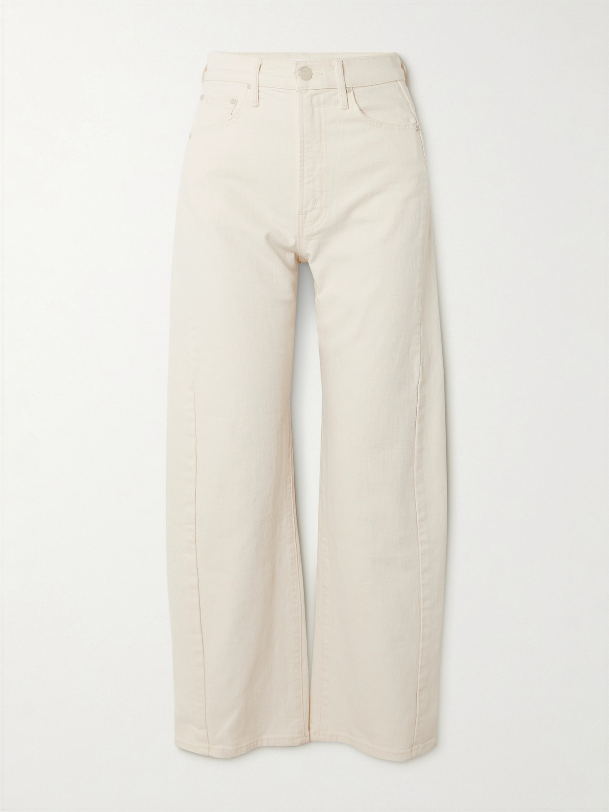 Shop Mother + Net Sustain The Half Pipe Sneak High-rise Tapered Jeans In Cream