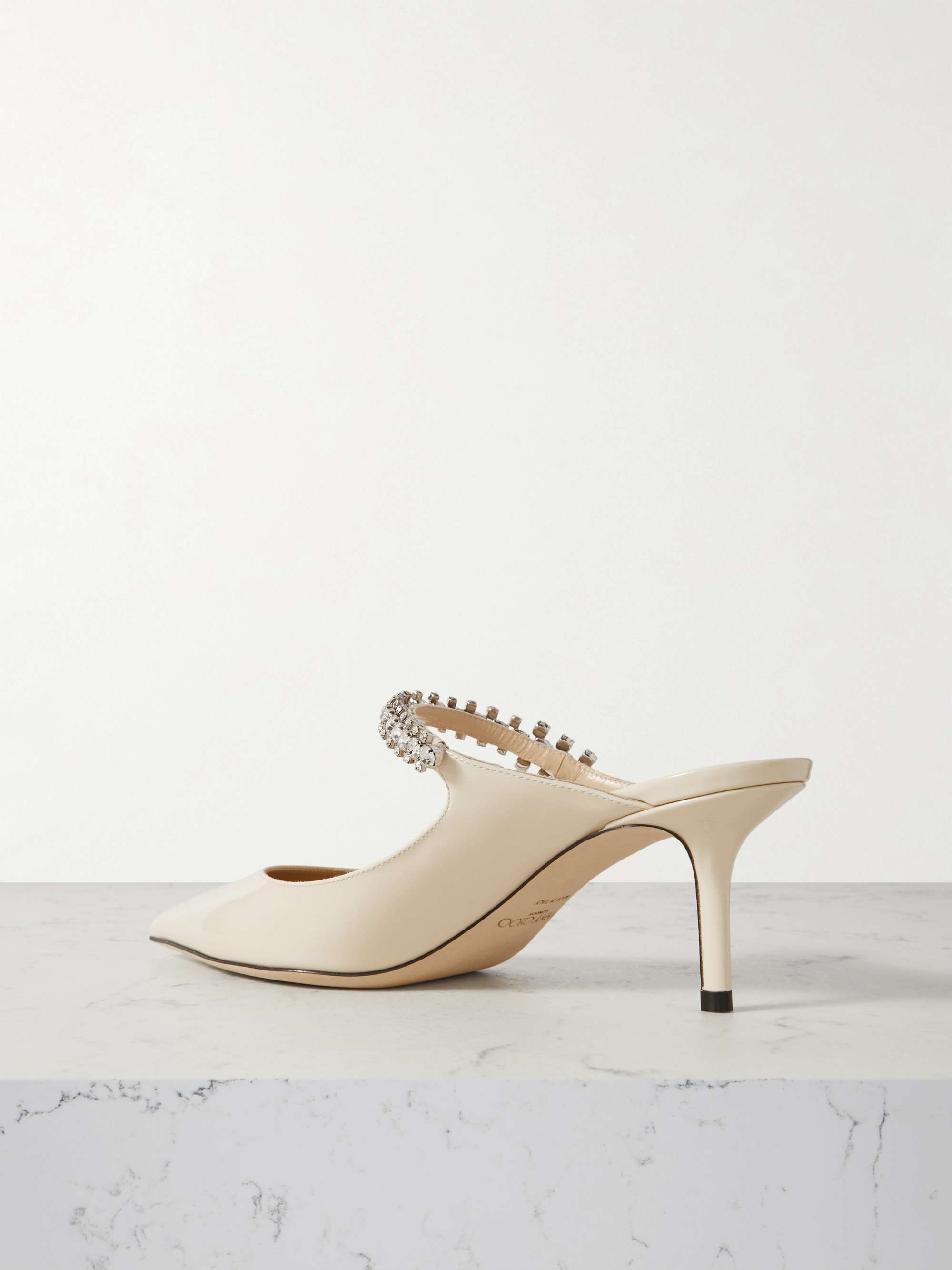 JIMMY CHOO Bing 65 crystal-embellished patent-leather mules JIMMY CHOO Bing 65 crystal-embellished patent-leather mules