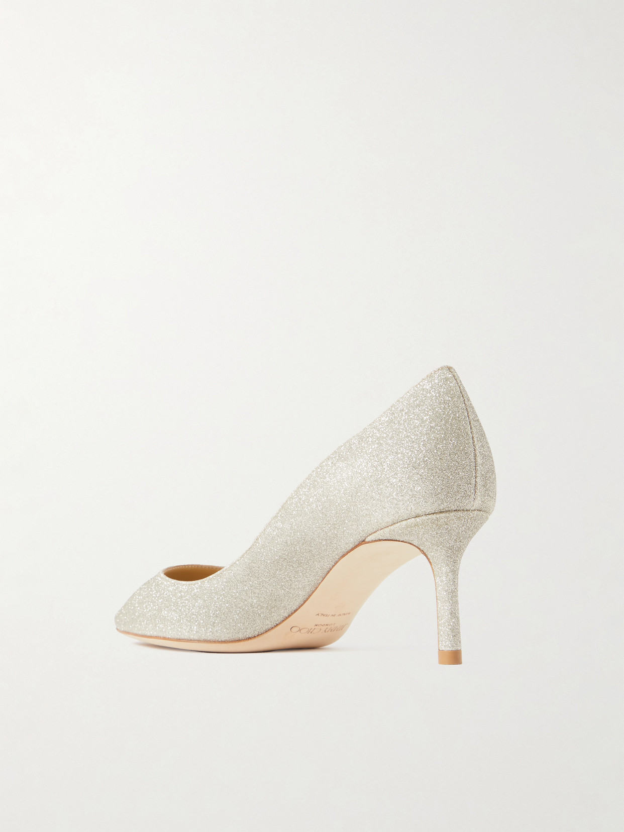 Shop Jimmy Choo Romy 60 Glittered Leather Pumps In Off-white