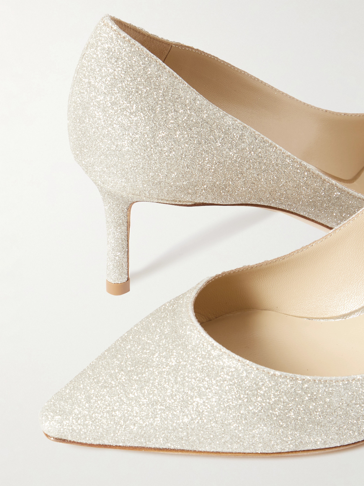 Jimmy Choo Romy 60 Glittered Leather Pumps In Off-white