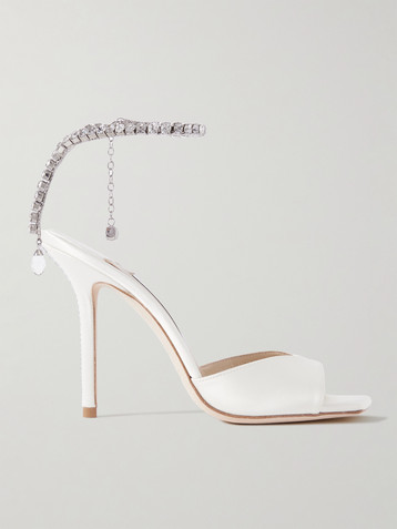 JIMMY CHOO Saeda 100 crystal-embellished satin sandals