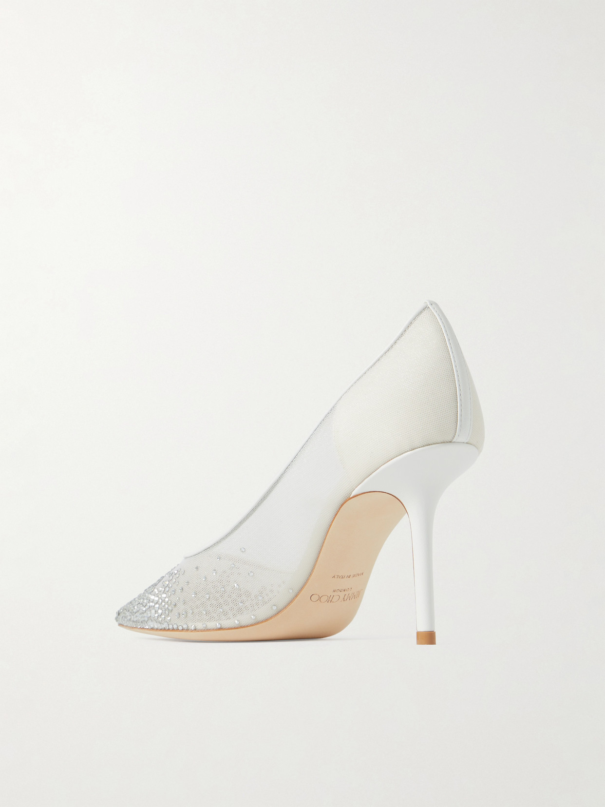 Shop Jimmy Choo Love 85 Leather-trimmed Crystal-embellished Mesh Pumps In White