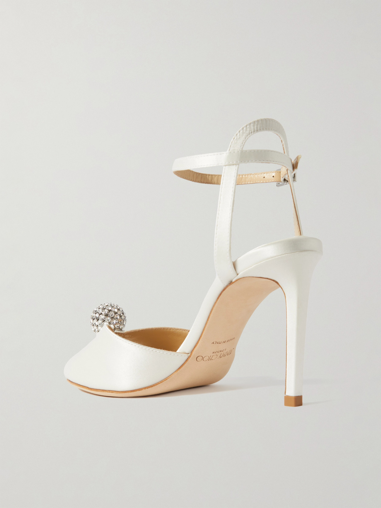 Jimmy Choo White Sacora 85 Glitter Leather Sandals In White