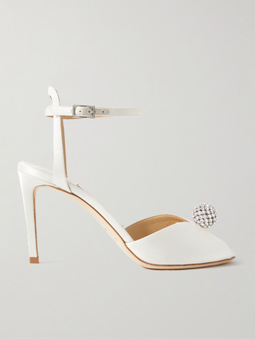JIMMY CHOO Sacora 85 crystal-embellished satin sandals
