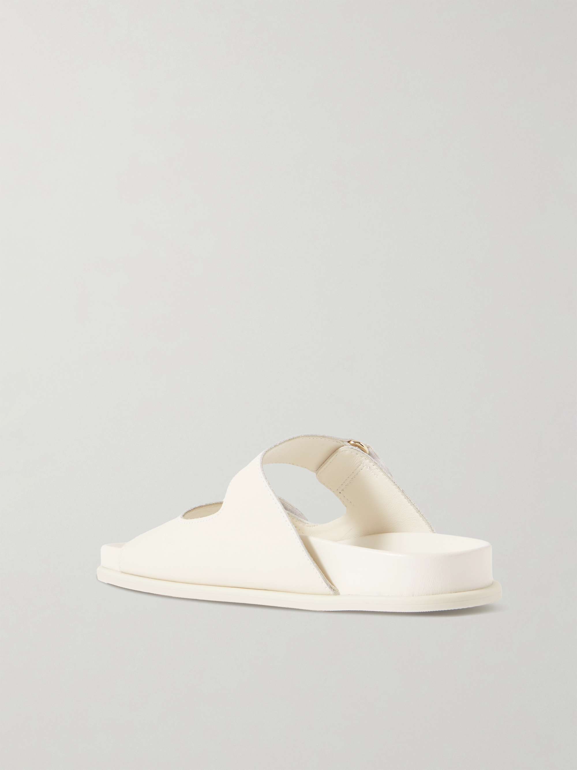 JIMMY CHOO Fayence faux pearl-embellished leather slides