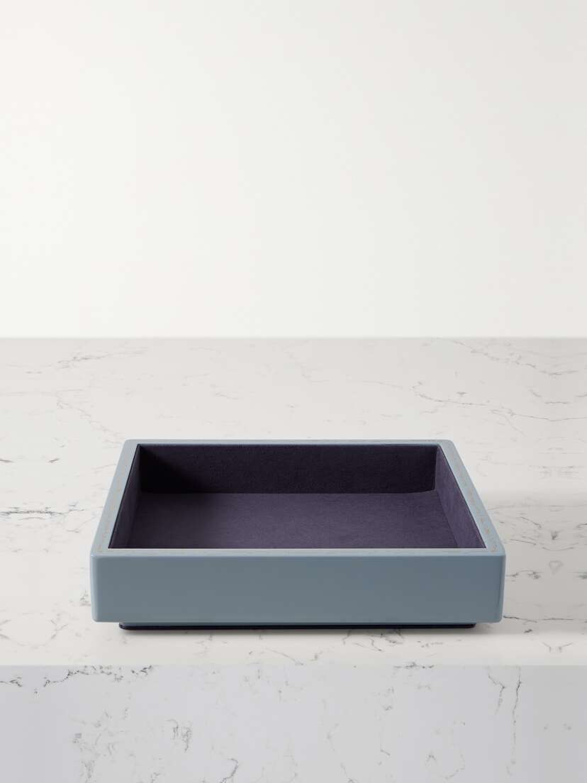 Trove Small Lacquered Wood And Faux Suede Jewelry Tray
