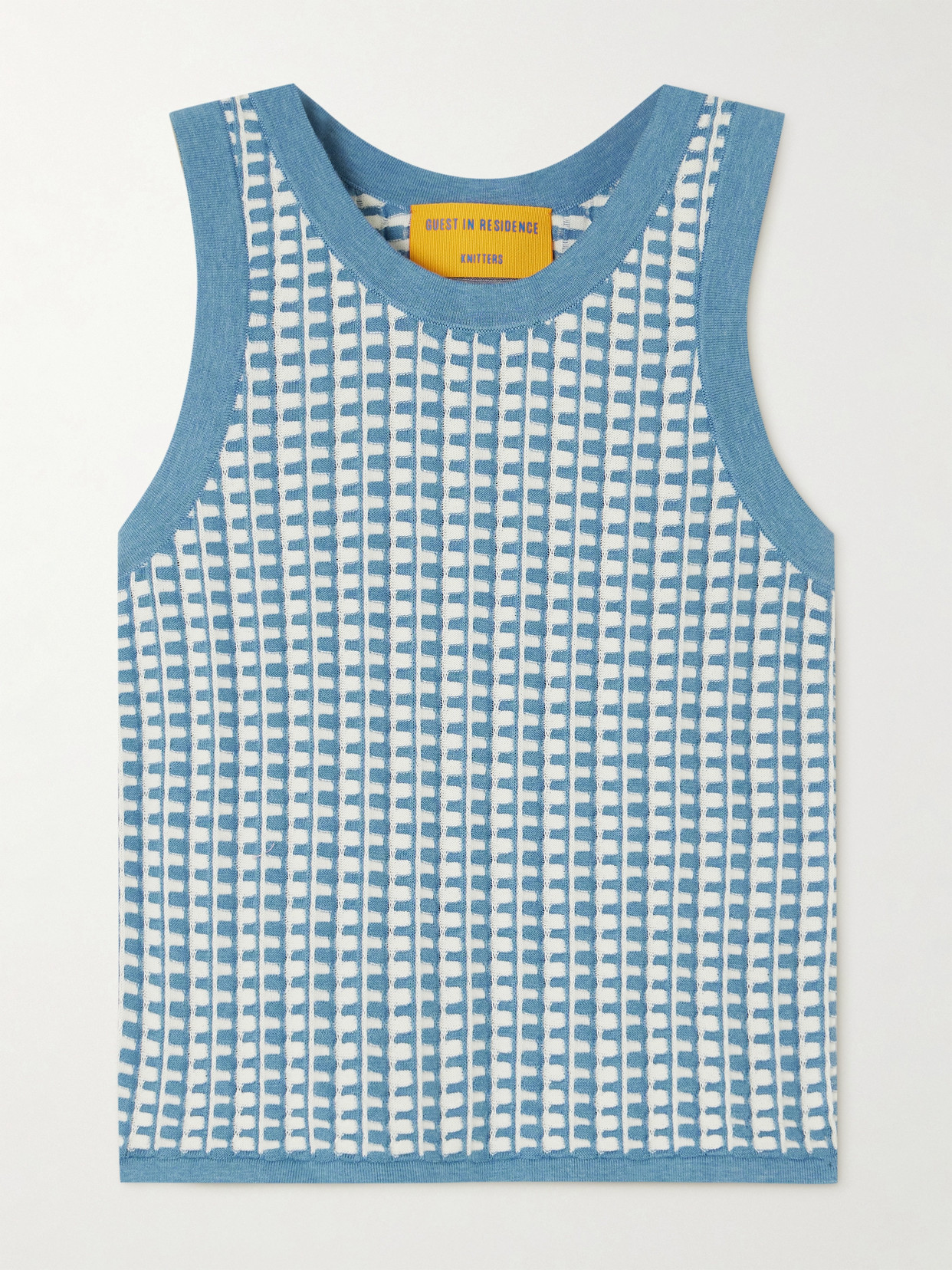 Guest In Residence Jacquard Cropped Tank Top In Blue