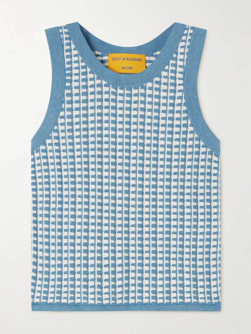 Guest In Residence Cropped Cotton-jacquard Tank - x large