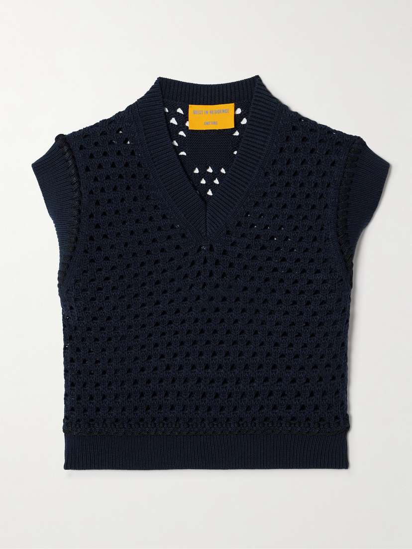 Guest In Residence Cropped Open-knit Cotton Vest