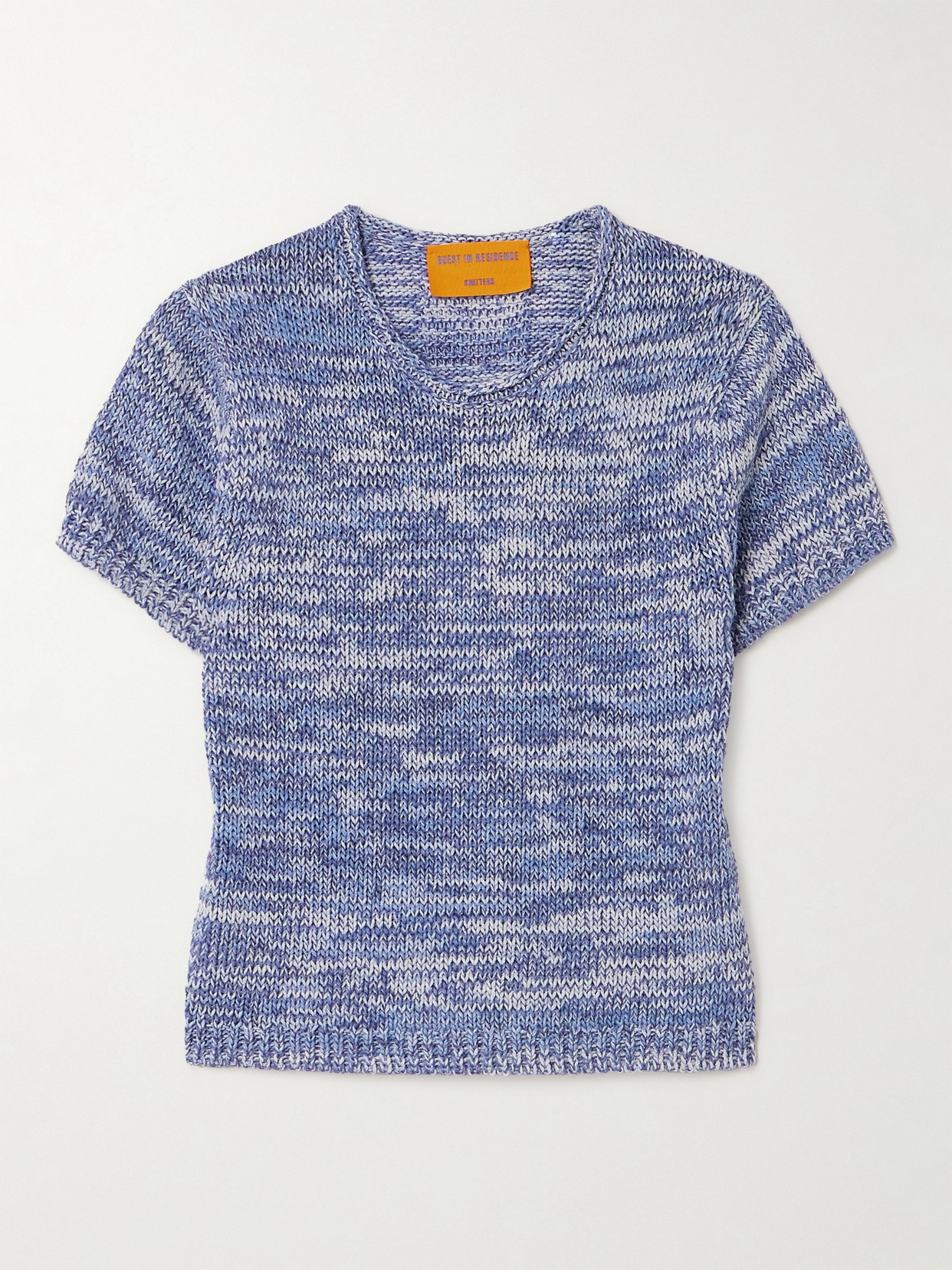 Guest In Residence Cropped Cotton-blend T-shirt In Blue