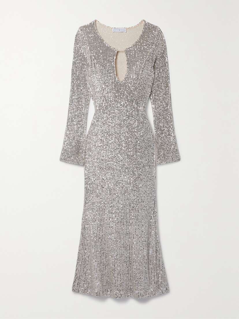 In The Mood For Love Sublime Cutout Sequined Tulle Midi Dress - x large