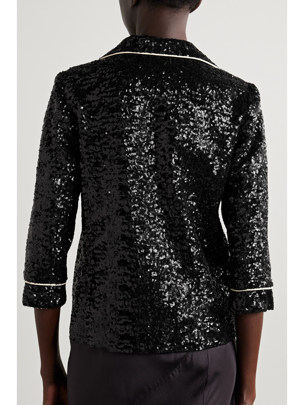 Shop In The Mood For Love Sofia Sequined Tulle Jacket In Black