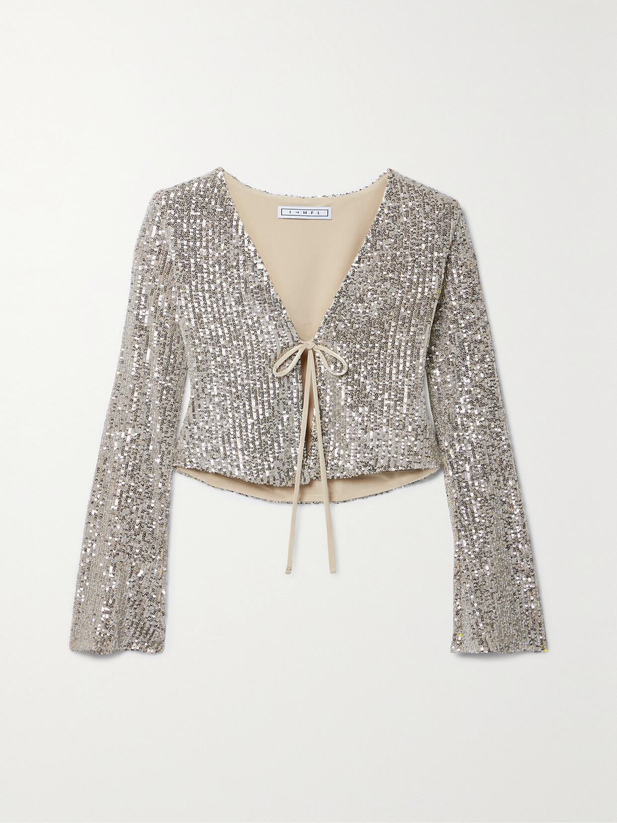 In The Mood For Love - Ruddy Tie-front Sequined Tulle Top - Silver