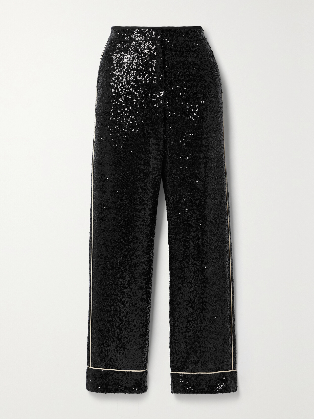 In The Mood For Love - Loren Sequined Tulle Straight-leg Pants - Black