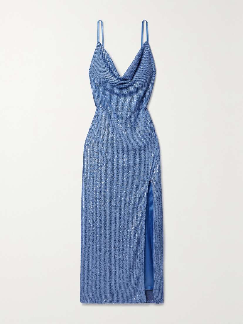 In The Mood For Love Yuna Draped Sequined Tulle Gown