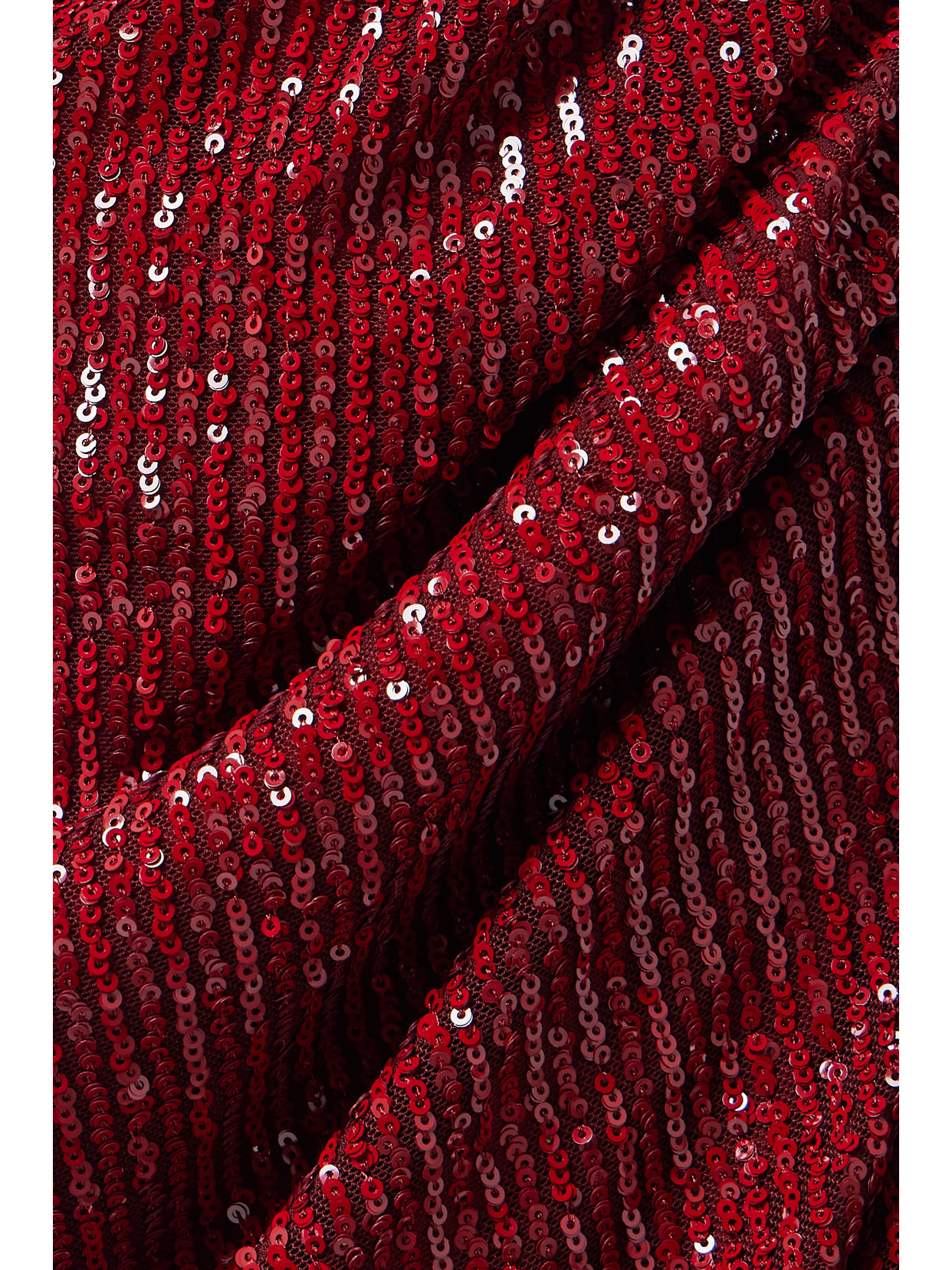 In The Mood For Love Marissa Asymmetric Sequined Tulle Halterneck Gown In Burgundy