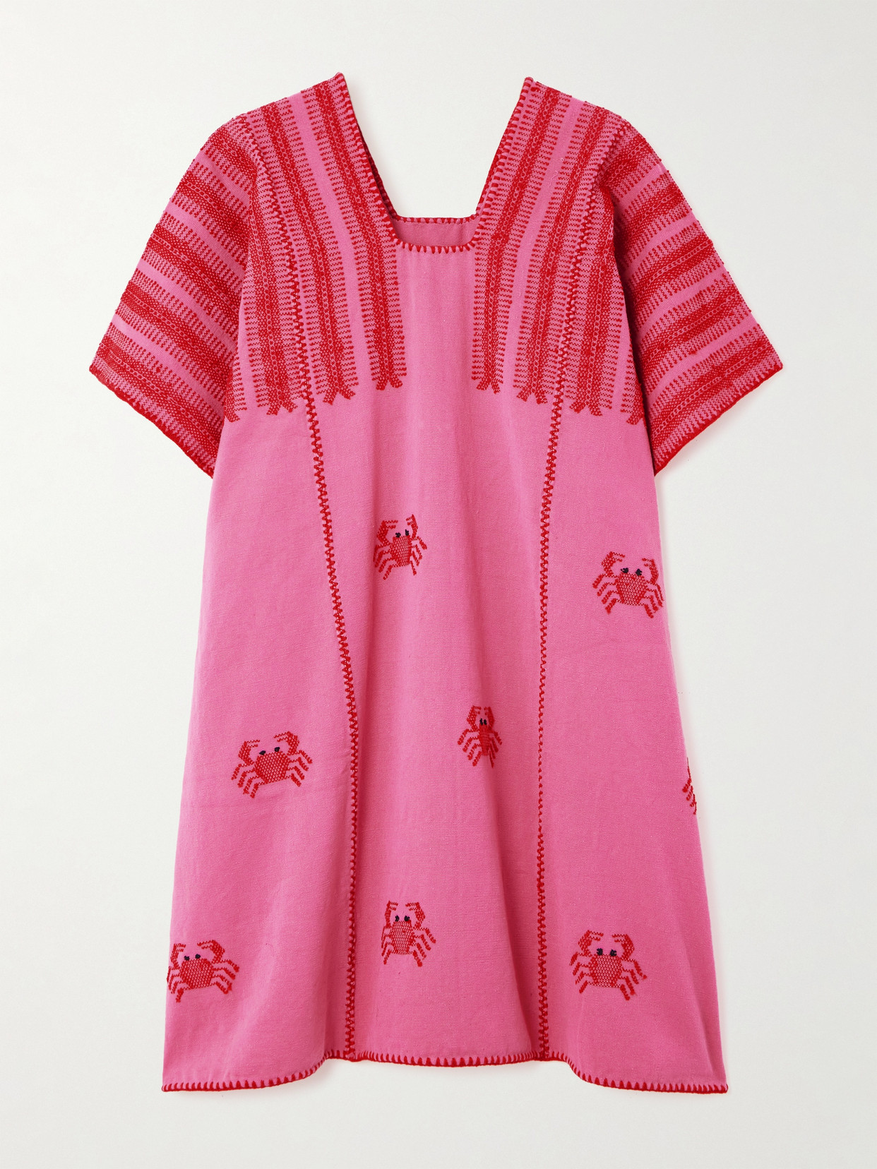 Pippa Holt + Net Sustain Embroidered Cotton Huipil In Pink