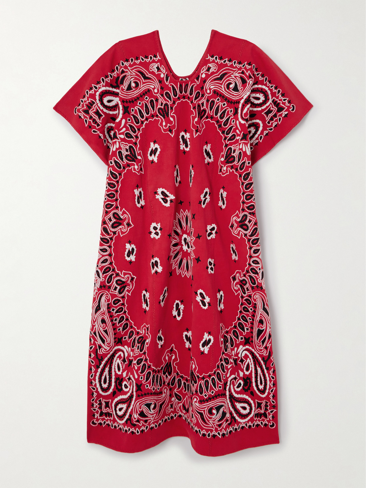 Pippa Holt + Net Sustain Embroidered Cotton-blend Huipil In Red