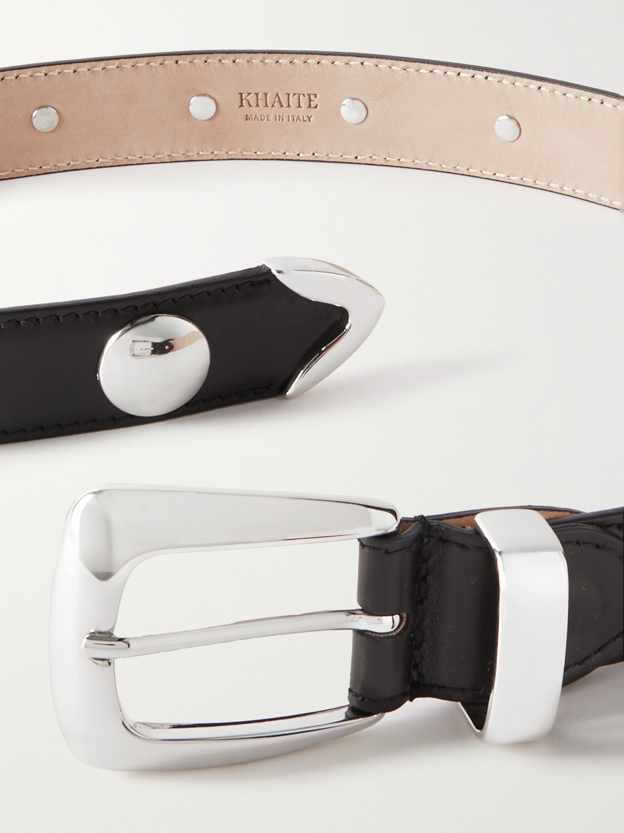 Khaite Benny Studded Leather Belt In Black