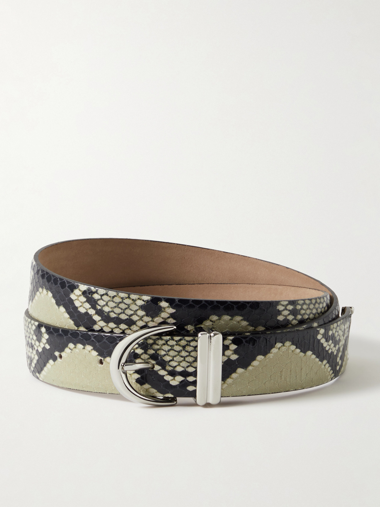 Khaite Bambi Snake-effect Leather Belt In Animal Print