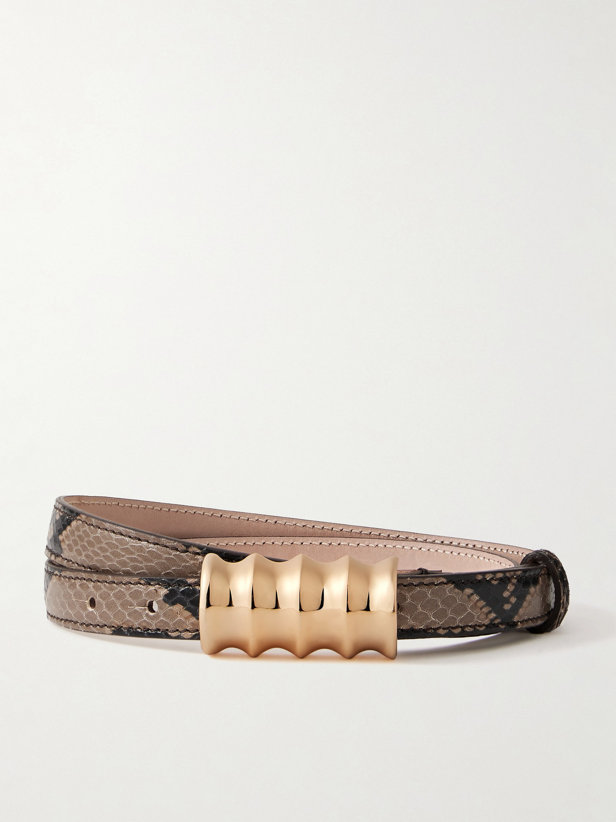 Khaite Julius Snake-effect Leather Belt In Animal Print